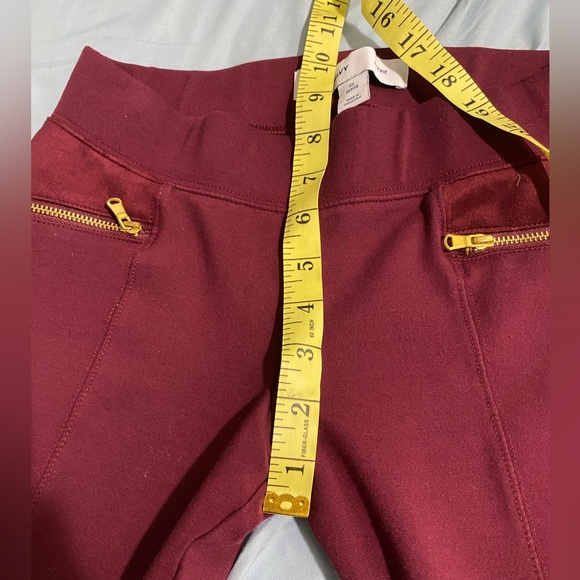 ❤️❤️Burgundy Velvet Patch Work Old Navy Stevie Dress Pants W accent Gold Zippers - Picture 9 of 10